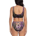 thumbnail image 3 of Wukai Dog in Lavender Flowers Women's Bikini Set Two Piece,wimsuit High Waisted V Neck Twist Front Adjustable Spaghetti Straps Bathing Suit-X-Large, 3 of 7
