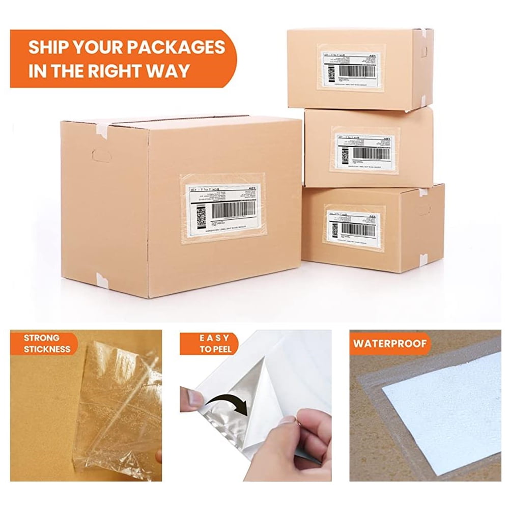 NefLaca Clear Self-Adhesive Packing List Envelopes/Shipping Label Pouches, 7.5" x 5.5", 500 Pack