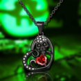 thumbnail image 3 of Gothic Black Skull Necklace Heart Crystal Punk Pendants Halloween Gifts for Women Christmas Gifts, 3 of 6