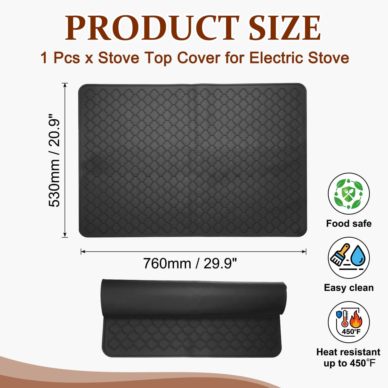 Uxcell 30 x 21 Inch Stove Top Cover for Electric Stove, 1Pcs Silicone Mat for Glass Top Cover Non-Slip Glass Cooktop Protector for Kitchen Oven Dish Drying Mat, Black