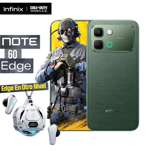 Celular Infinix Note 60 Edge Negro 256GB 8GB RAM Verde Nacional + Audífonos Gamer