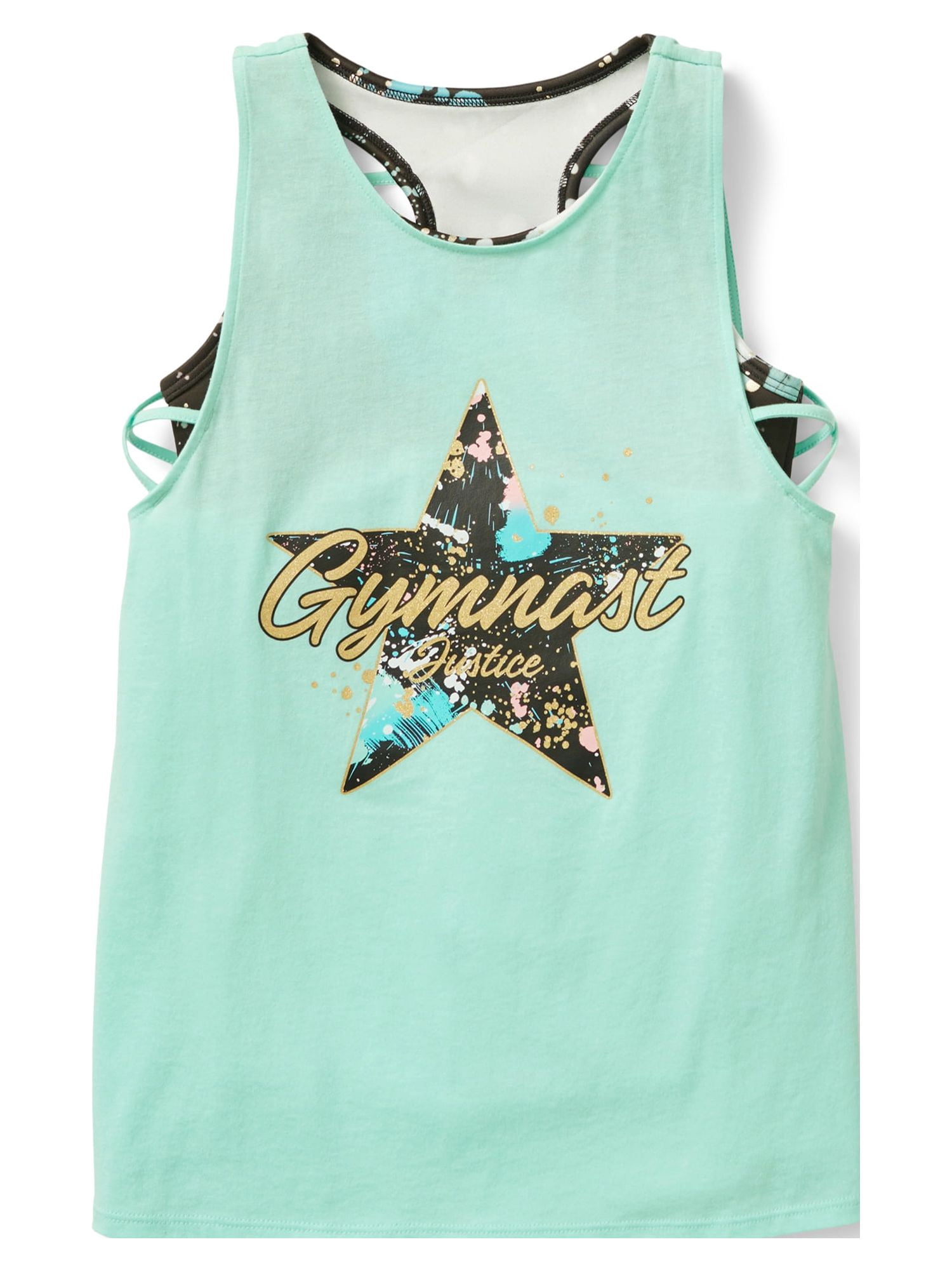 Justice Girls Fashion Gymnastics Tank with Built in Sports Bra, Sizes S-XL