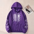 thumbnail image 2 of QTBIUQ Women Fashion Casual Printed Ladies Long Sleeve Tops Zip Blouse Hooded Sweatshirts Coat Purple, 2 of 4