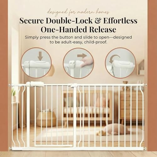 Narrow Baby Gate 24.4-29 Inch Wide Stairs Tension Pet Dog Gates Indoor for Doorways No Drilling Pressure Mounted Metal Pet Gates for Kids
