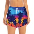 thumbnail image 2 of Susaid Beach with Palm Trees Print Women's High Waisted Running Shorts Quick Dry Athletic Gym Track Workout Shorts Zip Pocket-XX-Large, 2 of 7