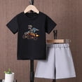 thumbnail image 2 of Ymyiu Boys' Shirt and Short Outfits Boy's Short Sleeved T-shirt and Shorts Set Suitable for Children 3T 4T (White,3-4 Years), 2 of 4