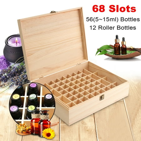 Wood Storage Case 68 Slots Essential Oil Storage Wooden Box Organizer Wood Storage Case Holds Oils Aromatherapy ()