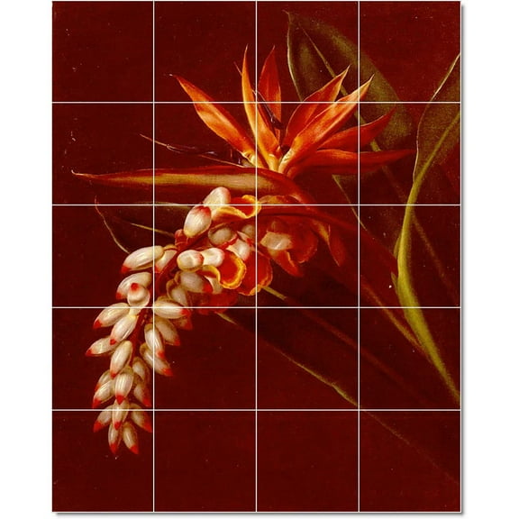 Ceramic Tile Mural-Johann Laurents Jensen Flowers Tile Mural Contemporary Renovations. 24" w x 30" h using (20) 6 x 6 ceramic tiles
