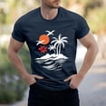 thumbnail image 2 of NAMTYQX Mens T Shirts Stretchy Plus Size Short Sleeved Graphic Lightweight Crew Neck Hawaiian Airoft Relaxed Fit Casual Polyester Shirts for Men Navy Size S, 2 of 5