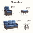 thumbnail image 5 of Jentlehouse Patio Sofa Set,Luxury 6'' Thick 3-Seat Sofa with Ottomans,High Back Outdoor Rattan Couch Set for Balcony Deck Porch, 5 of 11
