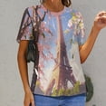 thumbnail image 6 of Blossoming Paris Eiffel Tower Women's T-Shirt Short Sleeve T Shirts Tops Tee Ladies Loose T, 6 of 6
