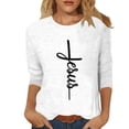thumbnail image 1 of TSADFHJI Hauts pour Femmes Hiver Mode Décontractée Col Rond Manches Mi-Longues Printemps Confortable Thème de Pâques T-Shirt Imprimé 4 TG Blanc, 1 of 4