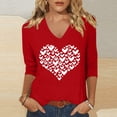 thumbnail image 2 of Women's Tops, Tees & Blouses 3/4 Sleeve Soft Blend Hearts Blouses Graphic Print T Shirt, 2 of 4