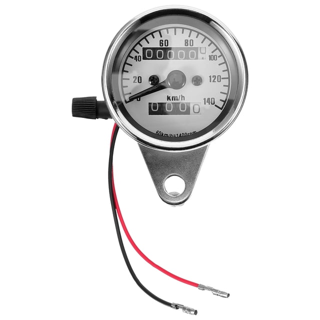 MOVTOTOP 1Pack Aluminum Plating Silver Round Retro Style Pointer Design Motorcycle Speedometer for Motorbike Modification