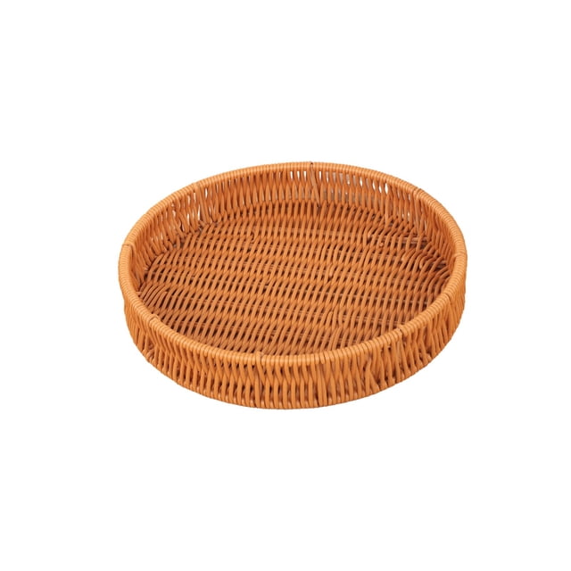 Ohufall Plastic Imitation Rattan Woven Food Serving Tray Multi Purpose Storage Basket For Home Use