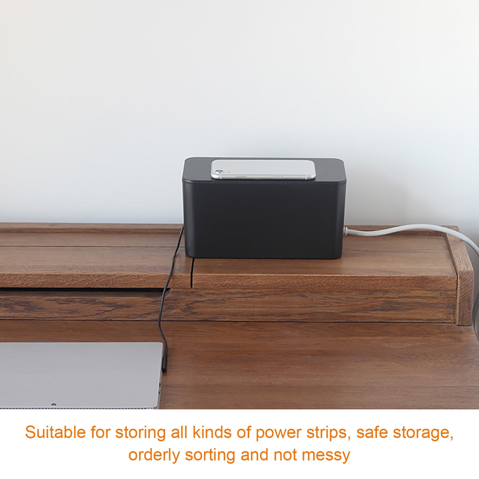 Xinyolin Power Strip Storage Box Multi-purpose Strong Bearing Capacity Good Hardness Desk Anti-skid Cable Management Box for Office