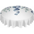 thumbnail image 2 of Blue Teal Botanical Round Tablecloth 60 Inch - Waterproof Fabric Table Cloth Protector, Eucalyptus Leaves Pastoral Floral Tablecloths Washable Table Cover for Kitchen Banquet Party, 2 of 6