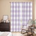thumbnail image 3 of Plaid Purple Rural Style Kitchen Curtains 96 Inch Length, Rural Abstract Geometric Lattice Grommet Top Bedroom Living Room Curtains, Light Filtering Cafe Curtain Drapes 2 Panels Set 104''x96'', 3 of 9
