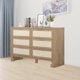 thumbnail image 1 of QinaQin Cómoda doble moderna de madera con 6 cajones y jaladeras doradas, ideal para recámara, clóset o entrada, 1 of 8