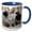 Blue/White, variant on 3drose, Greece, Santorini, Feral Cats Greeting Eachother., 11oz Two-tone Black Mug
