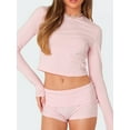 thumbnail image 2 of Sunwanar Womens Pajama Shorts Fold Over Low Waist Stretch Cotton Active Yoga Shorts Pajamas Bottoms, 2 of 6