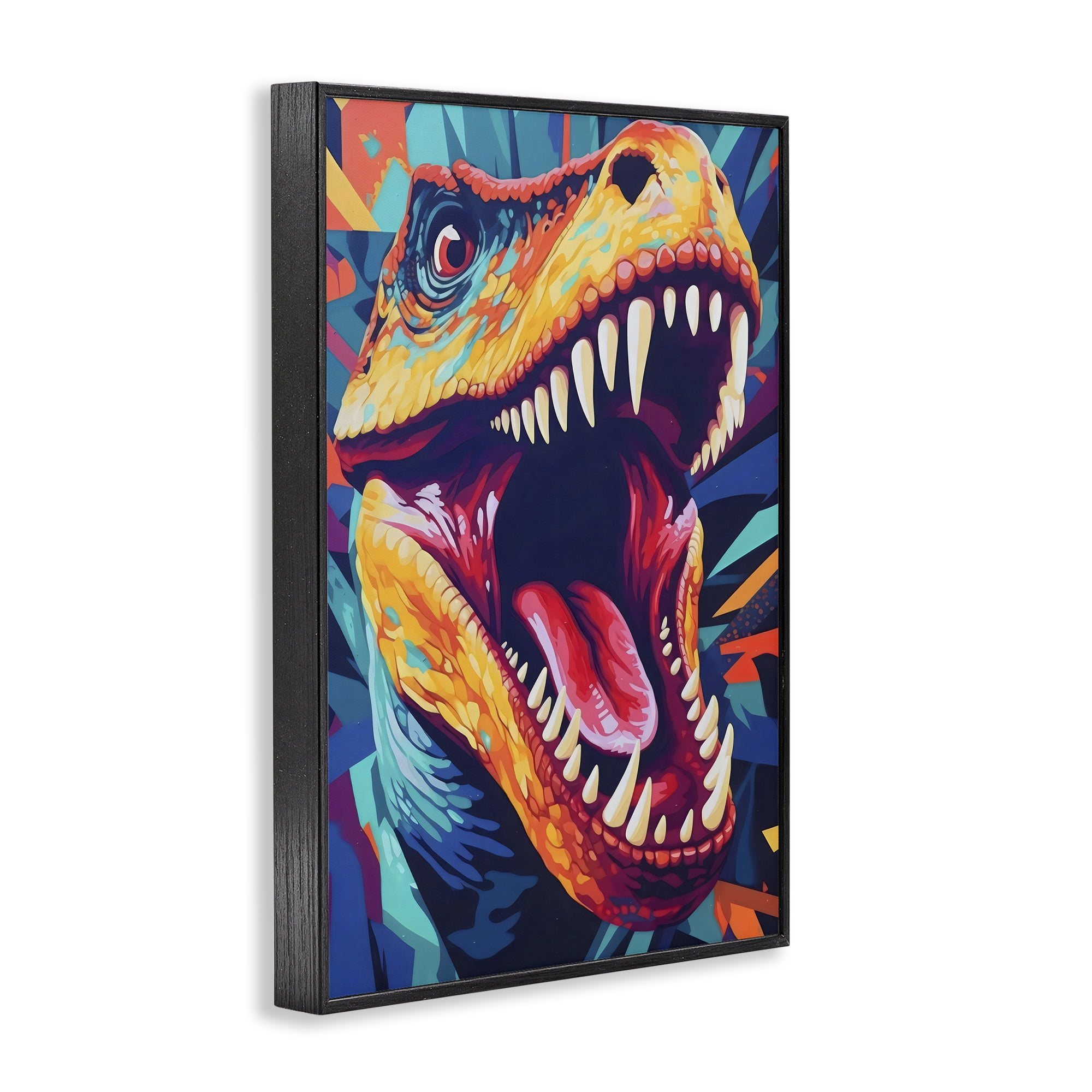Stupell Industries Pop Style Raptor Dino Black Framed Giclee Art, design by Creative Studio