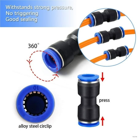 

20Pcs Pneumatic Quick Push In Fitting Straight Connector Air Water Hose Tube
