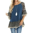 thumbnail image 4 of Chollius Women's Boho Shirts Ruffle 3/4 Sleeve Crew Neck Blouse Leopard Floral Print Patchwork Tunic Tops Plus Size Summer Hippie Clothing, 4 of 6