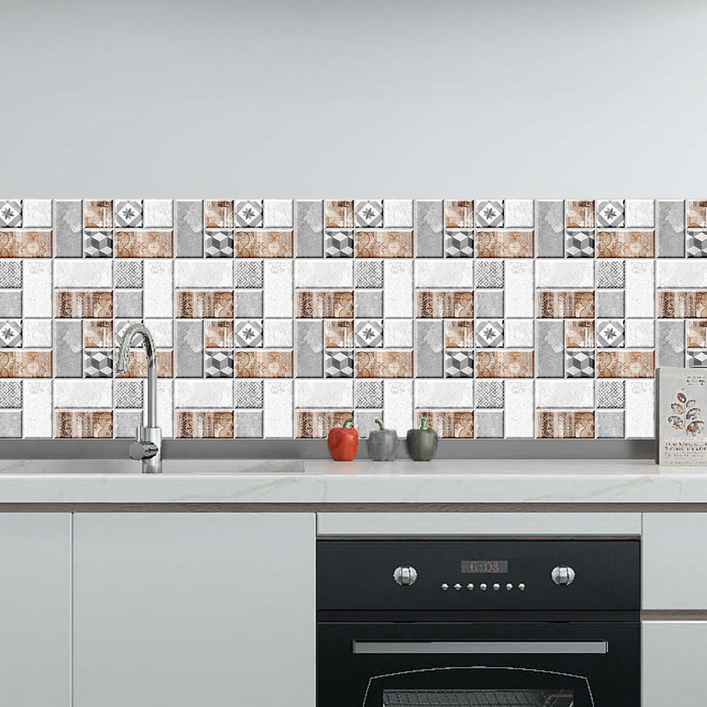 Kitchen Waterproof Anti-Oil Tile Decal Wall Sticker Self-adhesive Wallpaper 