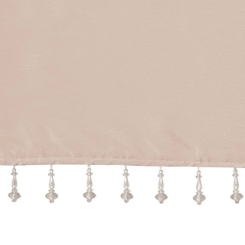 MAYEERTY 50x26" Lightweight Faux Silk Valance With Beads Blush