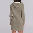 thumbnail image 3 of JURANMO Womens Mini Dresses Drawstring Long Sleeve Casual Hooded Sweatshirt Dress Fashion Fall Tunic Hoodies with Pockets ZC-Brown XL, 3 of 6