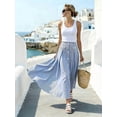 thumbnail image 3 of Womens Blue And White Striped A-Line Front Button Maxi Skirt, 3 of 6