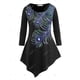 thumbnail image 2 of Camiseta Irregular Talla Extra Estampado Pluma Pavo Real Rosegal  Mangas largas de talla grande, 2 of 5