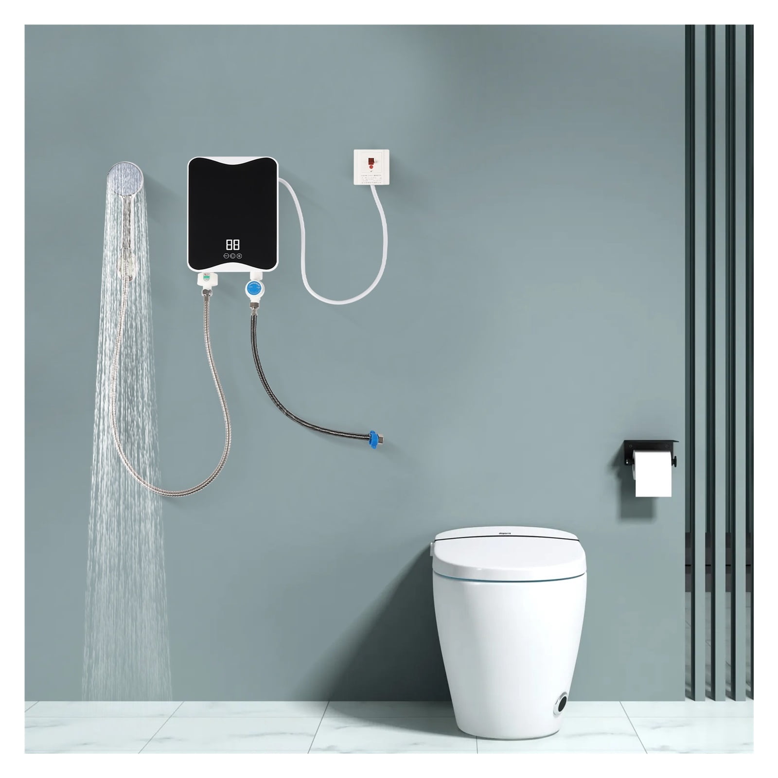 Hot Water Heater 5500W Instant Tankless Thermostat Induction Heater With LED Display Screen Smart Touch Electric Heaters Shower ,Energy Saving