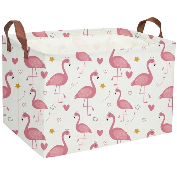 Rectangular Kids Storage Basket,Flamingo Basket,Nursery Storage Bin Organizer with Handles for Kids Room Decor,Shelf Basket,Book Basket.(Flamingo)