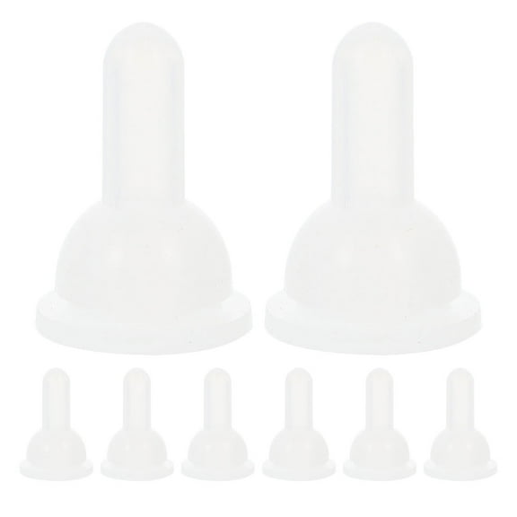 PBPBOX 8Set Pet Feeding Bottle Nipple Goat Nursing Kitten Feeding Silicone White 1.0*0.98*0.63in