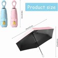 thumbnail image 2 of 2 - Pack Mini Travel Umbrella with Ring Handle | Coated Fabric, Compact Foldable Design - UPF 50+ UV Protection for Sun & Rain, Portable for Purses & Backpacks ， Men Women Kids, 2 of 6