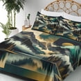 thumbnail image 3 of Ambesonne Lake Fitted & Top Sheet Set with Shams, Clouds Mountains Geometric Art, Teal Earth Yellow Grey, 3 of 5