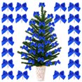 thumbnail image 3 of Amosfun - 60 piezas de lazos de Navidad, mini árbol de Navidad, adornos decorativos de bowknot para envolver regalos, fiesta (azul), 3 of 7