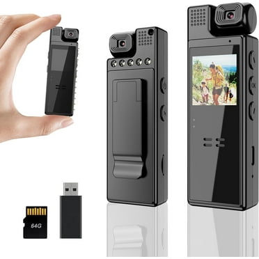 Mini Body Camera 1080P Portable Small Body Worn Cam Wearable Pocket Video Recorder with 180° Rotatable Lens, 1.3" LCD,