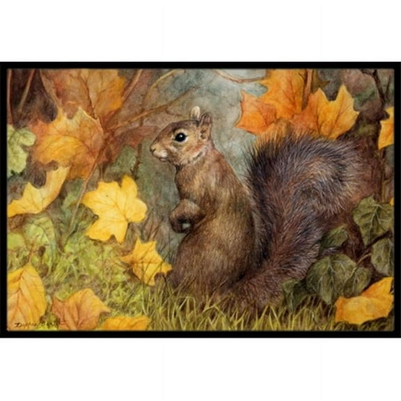 Carolines Treasures Grey Squirrel in Fall Leaves Indoor or Outdoor Mat, 24 x 36