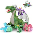 thumbnail image 1 of Set de peluche Karister Green Dragon con 4 bebés y 2 huevos para niños, 1 of 9