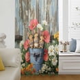thumbnail image 5 of Easter Sheer Curtains 63 Inches Long, Retro Spring Rabbit Flowers Plants Wooden Plank Light Filering Curtains, Breathable Simi Curtain Privacy Drapes for Living Room Bedroom Window Treatment, 5 of 9