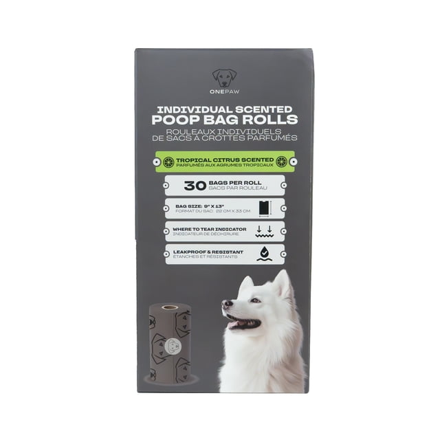 One Paw, Scented Waste Bag Rolls, 30 Bags per Roll, for Dogs