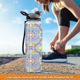 thumbnail image 5 of Motivational Water Bottle 32 oz with Straw, BPA Free Reusable Fitness Sport Bottle Perfect for Travel, School, Outdoors, and Gym Four Sunbursts Pattern, 5 of 6