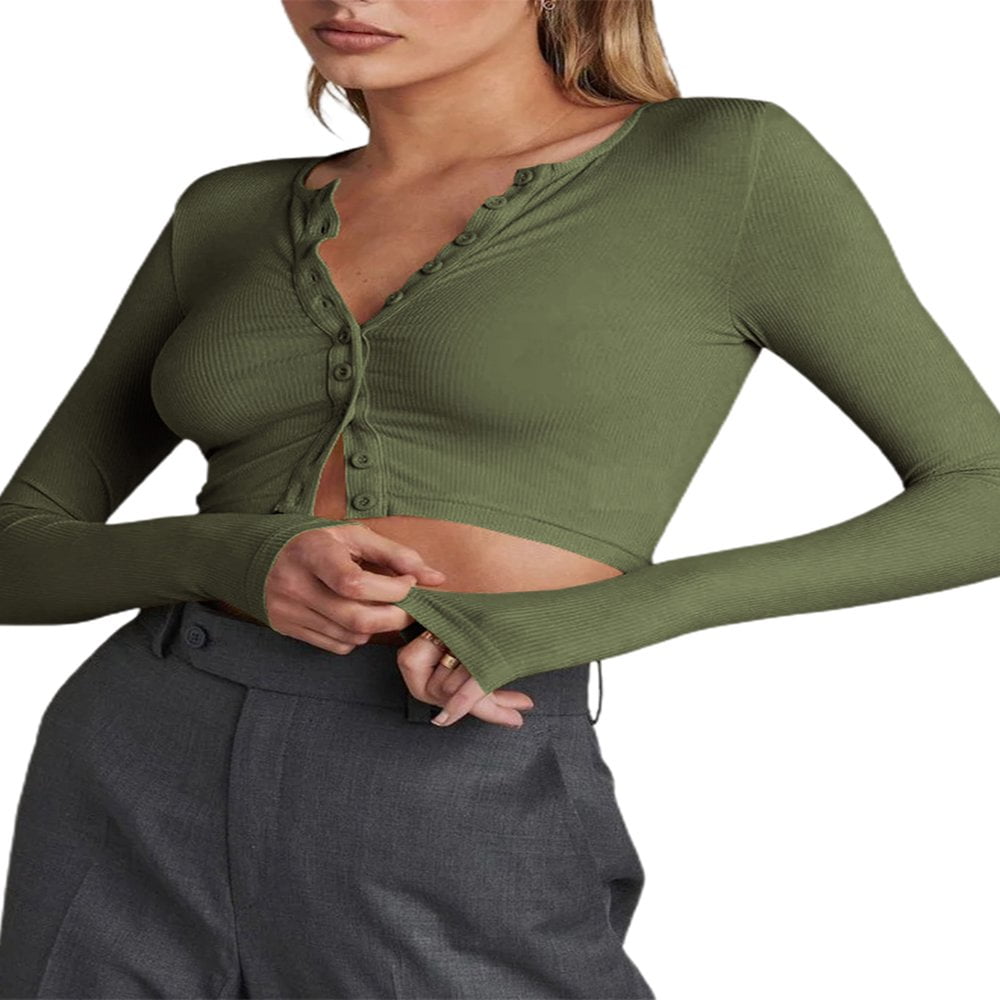 POINTERTECK Women's Slim Knitted Shirt Cardigan Solid Color Long