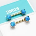 thumbnail image 3 of A Pair of Golden Fire Opal Prong Set Sparkle Nipple Barbell, 3 of 3