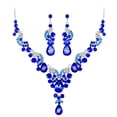 thumbnail image 3 of Besufy Water Drop Rhinestone Inlaid Wedding Bridal Necklace Earrings Jewelry Set,Multicolor Gemstone Bridal Necklace Set Jewelry Set, 3 of 8