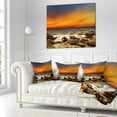 thumbnail image 3 of Designart Red Sky over Rocky Seashore - Beach Photography Throw Pillow - 16x16, 3 of 5