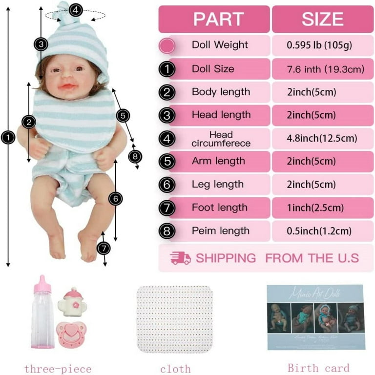  Miaio Reborn Silicone Baby Doll Boy 7 Inch Doll Mini